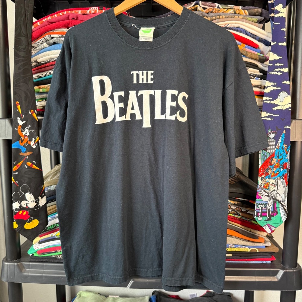 2000s Black The Beatles Logo Graphic Band T-Shirt XL